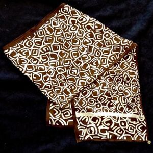 BROWN WHITE OPART SILK SCARF- HONEY-JAPAN 10" X 52